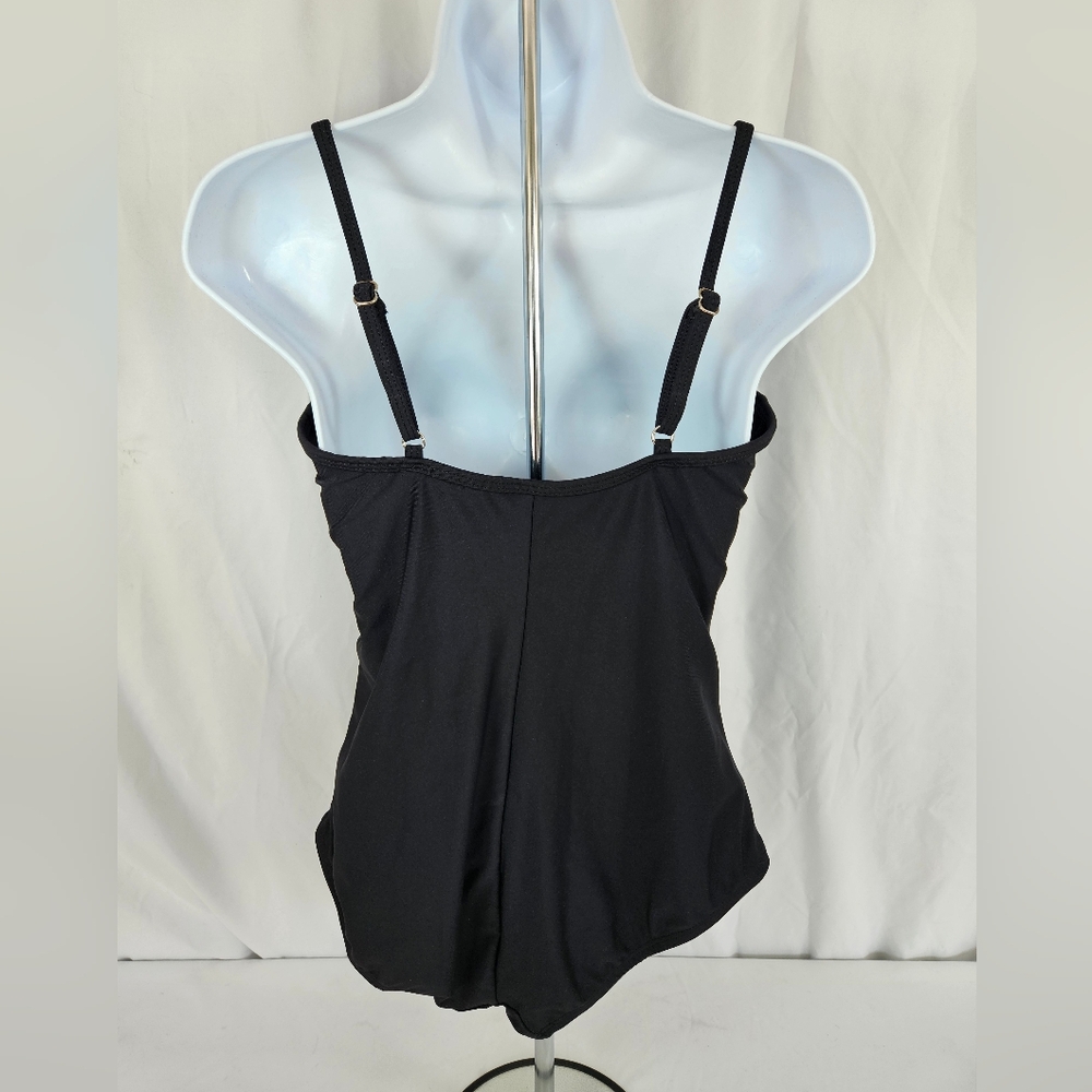 Catalina Black Spaghetti Strap One Piece Swimsuit Size Large 12-14 - Picture 2 of 4